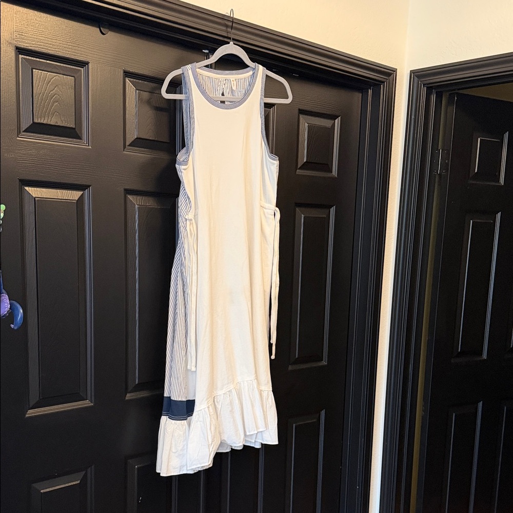 Anthropologie Sleeveless White and Blue Dress